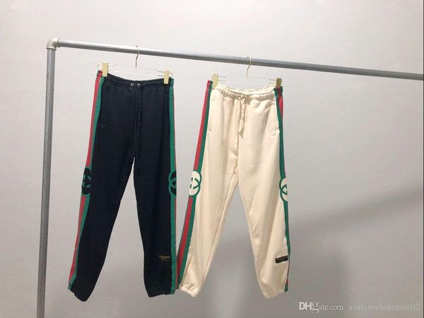 

2020 итальянский стиль весна и осень последняя мода полосатая печать повседневная высококачественная хлопчатобумажная ткань брюки мужчины и, Black