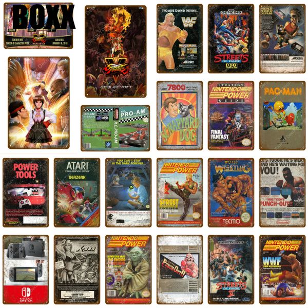 

power fight gaming poster vintage metal wall sticker for kids room game center decoration iron art painting plaque metal signs