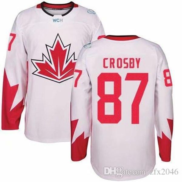 

Custom Men's #87 Sidney Crosby 2016 WCH World Cup Team National Hockey Jerseys Red White Customized Stitched Logos embroidered