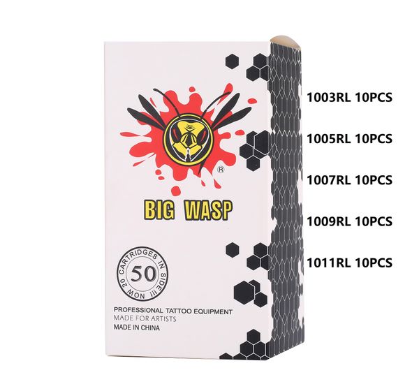 

bigwasp 50pcs/box assorted tattoo needle cartridges round liner 1003rl 1005rl 1007rl 1009rl 1011rl tattoo supplies art