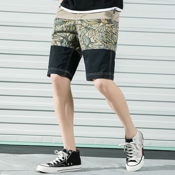 

2019 summer tactical shorts men print camouflage cargo shorts casual loose cotton camo army trousers, White;black