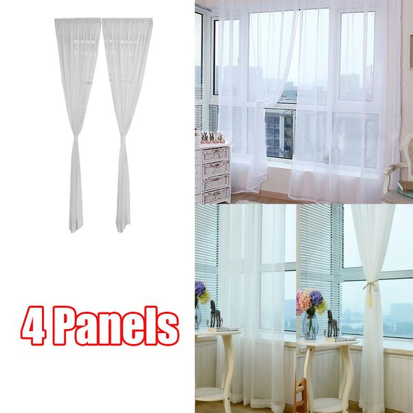 

4 piece h: 106" sheer voile window curtain drape machine washable easy care