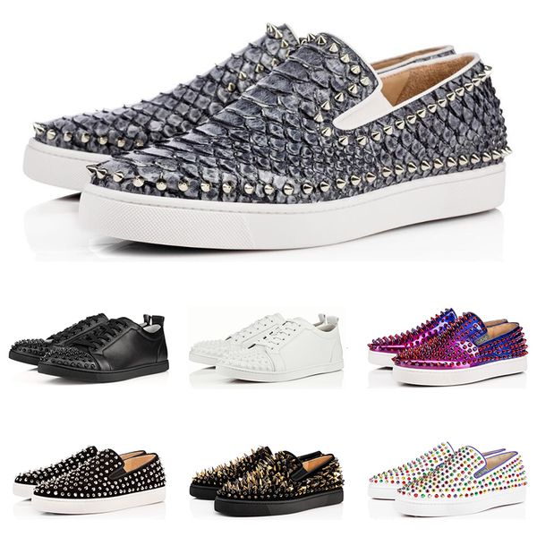 

designer fashion luxury red bottoms studded spikes flats shoes for men women black white party lovers casual sneakers ing