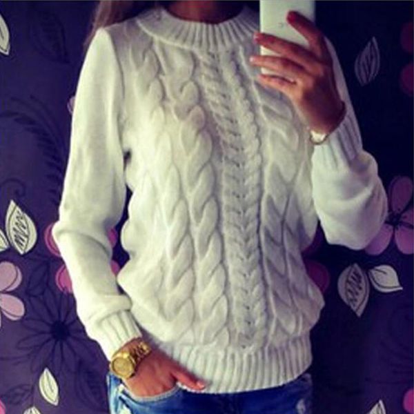 

2019 new europe and america autumn winter sweater female short knit thickened solid twist sweater cc587, White;black
