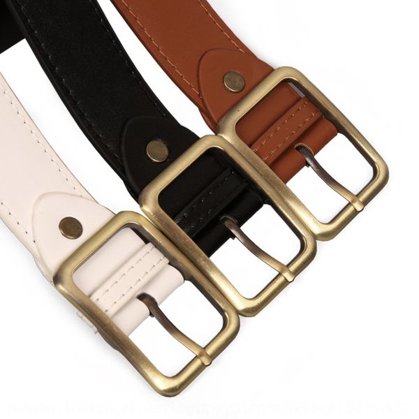 

simple versatile student youth square buckle belt female simple female wide belt waistband pu women's pu, Black;brown