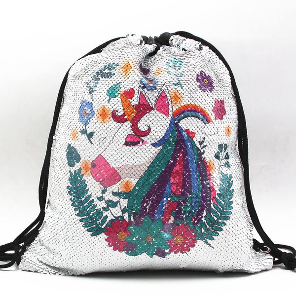 

2020 selling sequin mermaid harness drawstring bag unicorn shopping storage harness bag female