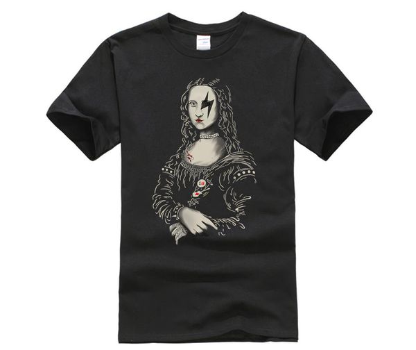 

men's cool short-sleeve t-shirt mona lisa banksy like t shirt rock n roll metal funny mens womens tee fashion new, White;black