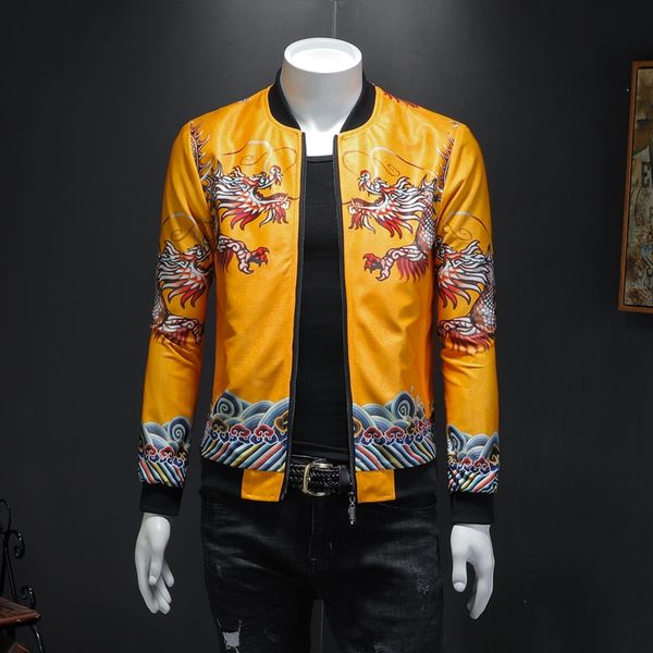 

dragon robe of new fund of 2019 autumn outfit printing jacket men collar male qiantang 3029 - jk1916 - p95 false mould, Black;brown