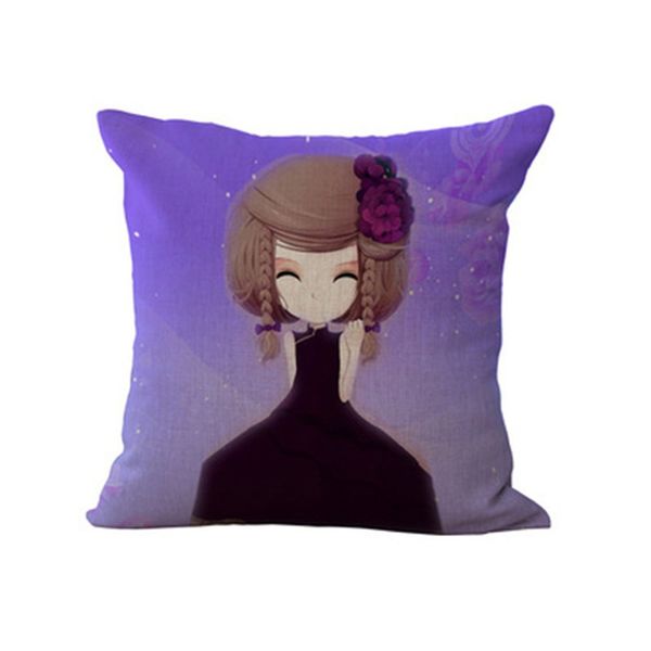 

throw pillow cover cute girl polyester soft comfortable cushion casing car vehicle office sweet sleeping household pillow case