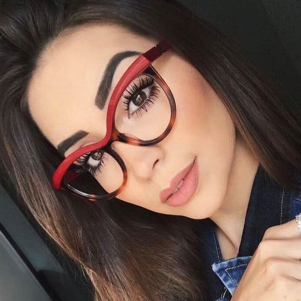 

qpeclou cat eye leopard glasses frame women brand unique stereoscopic eyeglasses frame female clear lens no degree oculos uv400, Black