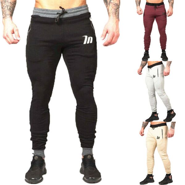 

mens sport gym slim fit pants tracksuit bottoms joggers long trousers sweatpants, Black;blue