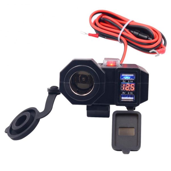 

motorcycle cigarette lighter digital display voltmeter motorcycle mobile phone 4.2a usb charger waterproof fast charge universal