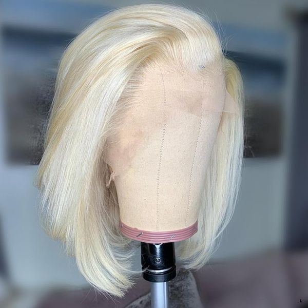 

613 honey blonde short bob lace front human hair wigs for brazilian 130% ombre remy 13*4 lace wigs pre plucked ing, Black;brown