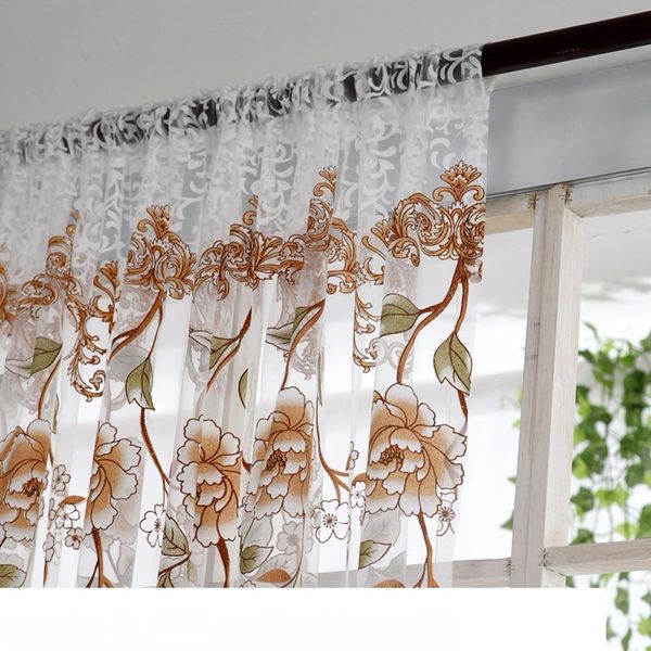 

voile curtain window curtain flower print divider tulle voile drape panel sheer scarf valances curtains living room bedroom decor