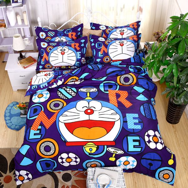 

bedding set cartoon doraemon kitty thickening sanding keep warm 4/3pcs duvet cover sets soft polyester bed sheet set pillowcase
