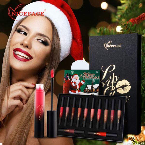 

new niceface 12 colors a lot velvet matte liquid lipstick waterproof lip gloss long-lasting paint beauty pigment lipgloss