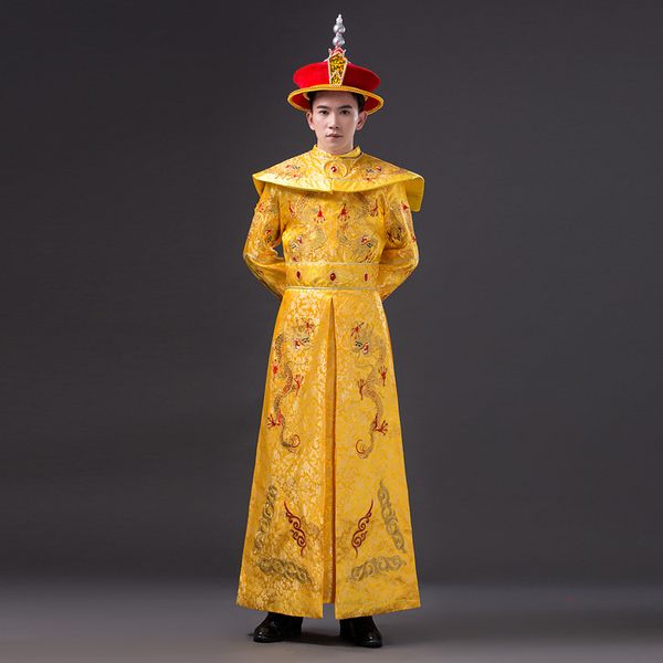 

new style chinese men emperor dragon robe dress costume outfit hanfu ancient qing dynasty emperor prince children's costumes, Black;red