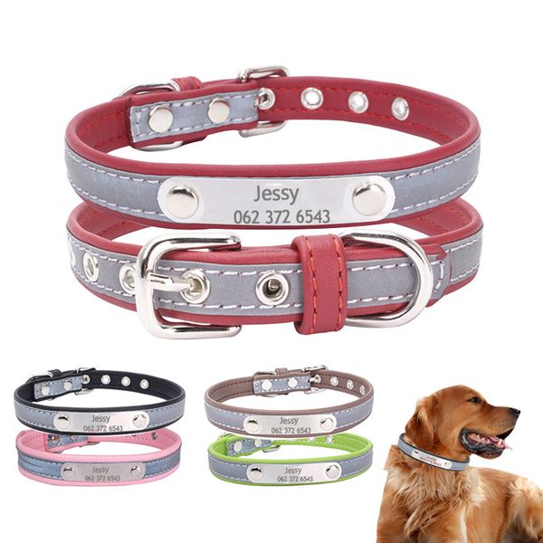 

dog collars & leashes collar personalized custom tag engraved puppy cat nameplate adjustable for small medium large dogs pug