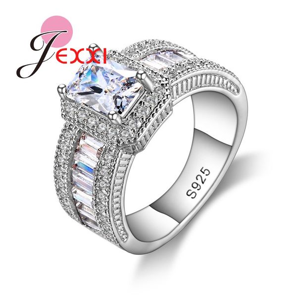 

women fashion wedding jewelry rings price 925 sterling silver shiny square cz ring wholesale, Golden;silver