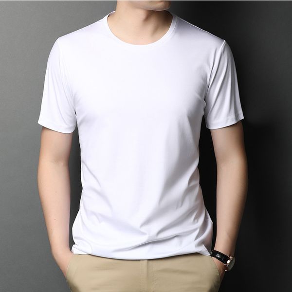 

mercerized cotton short sleeve t-shirt for men 2020 summer solid white black casual round neck with cotton short sleeve t-shirt