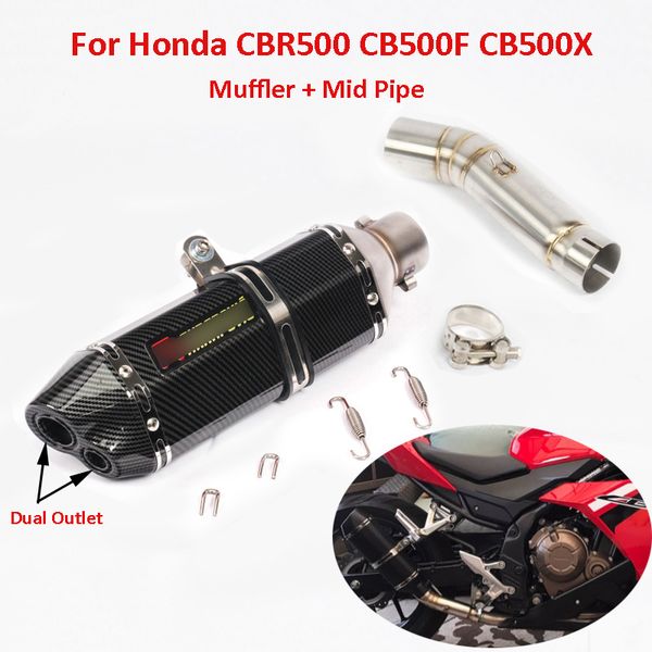 

скольжение на cb500 cb500x cb500f мотоцикл выхлопная dual наконечник трубы средний mid link tube для cbr500 cb500x cb500f
