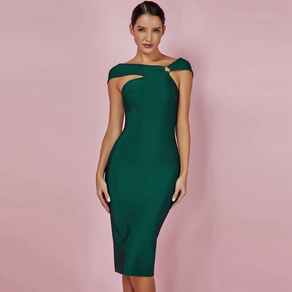 

designer dress woman clothing party dresses 2019 new arrivals green bandage bodycon rayon dress off shoulde knee length, Black;gray