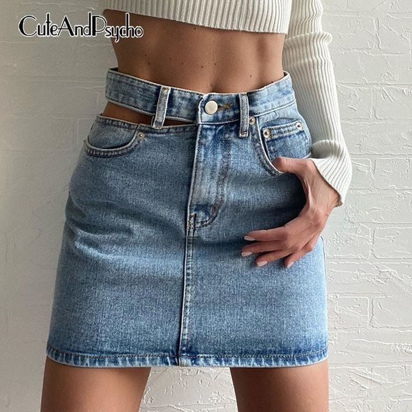 

skinny women's mini skirt summer cut out fashion bodycon skirt with button streetwear pockets denim 2020 cuteandpscho, Black