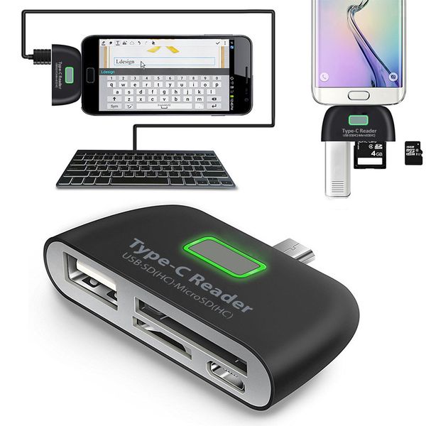 

Type-C 4 in 1 USB Hub USB Micro USB TF SD Card Type C Memory Card Reader Adapter Hub OTG For Macbook Tablet
