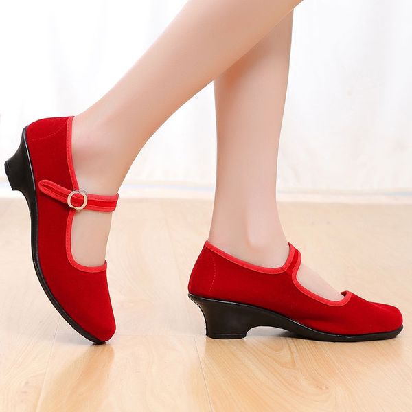 

fitnenss shoes for women black red wear-resistant square high-heeled female