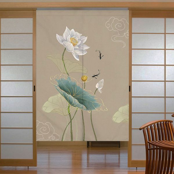 

chinese lotus door curtain partition curtain kitchen feng shui room decoration noren