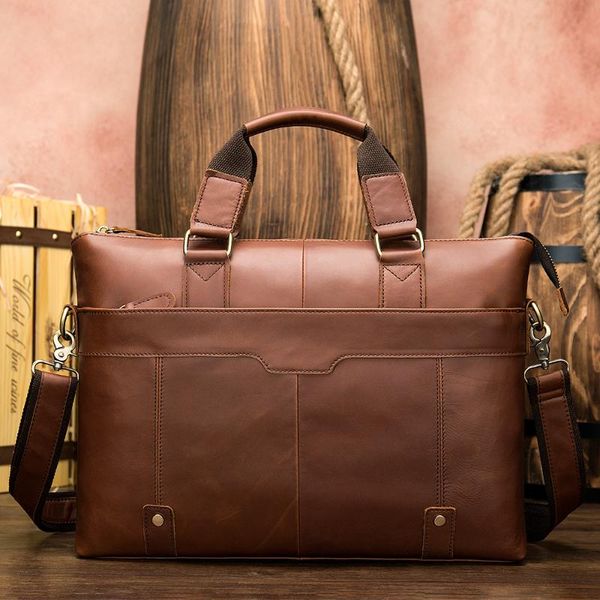 

authentic leather men's briefcase lapbag man genuine leather office bag for men business handbag document messenger male