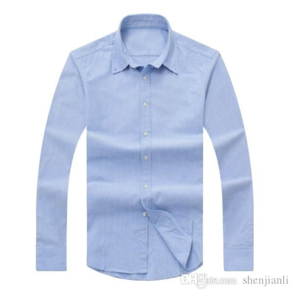 

2017 new autumn and winter men's long-sleeved cotton shirt pure men's casual poloshirt fashion oxford shirt social brand clothing, White;black