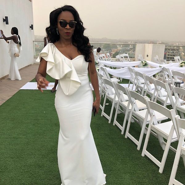 

ivory country mermaid bridesmaid dresses one shoulder ruffled wedding guest dress floor length satin plus size maid of honor gowns, White;pink