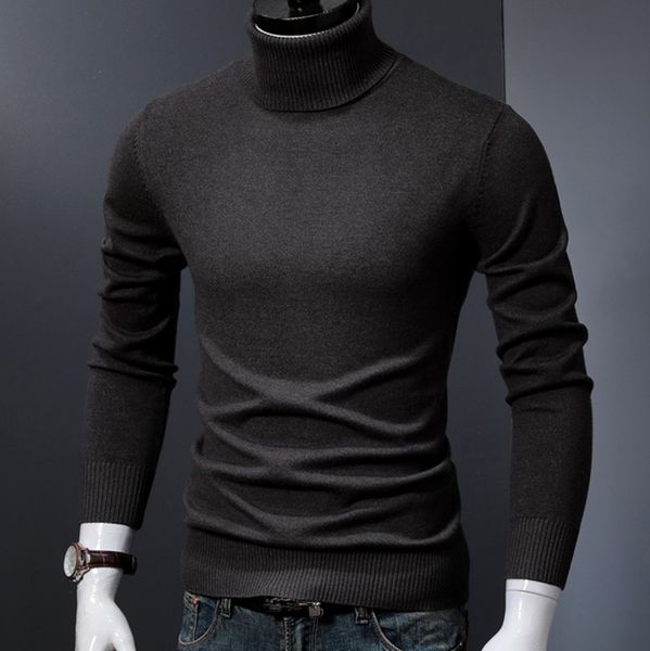 

mens slim fit turtleneck pullover sweaters basic knitted thermal sueters hombre long sleeve black gray blue red sweater, White;black