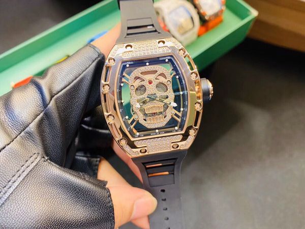 

super watches 82 rm052 montre de luxe 43x50mm stainless steel skeleton watch automatic mechanical watch dhl ing, Slivery;brown