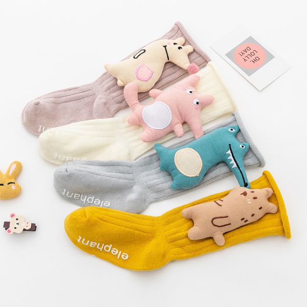 

socks 2021 zero-line loose mouth high baby children long double needle big doll mid tube 0-3y, Pink;yellow