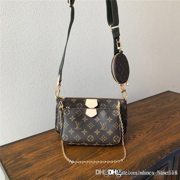 

3 in 1 leather handbags of 2019, round coin purse & zippy wallet & cross shoulder favorite bag for ladies black brown iconic clutches