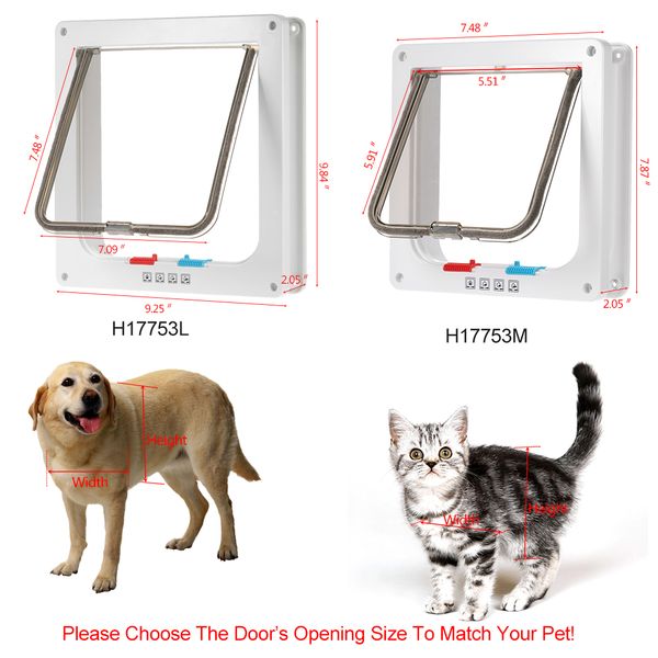2019 4 Way Locking Pet Door W Smart Switches Keep The House Door Cat Puppy Dog Supplies Lock Lockable Safe Flap Gates Go In Out Free From