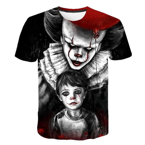 

клоун назад mens summer 3d цифровой печати tshirts американский фильм сыпучие мода одежда crew neck с коротким рукавом одежда, White;black