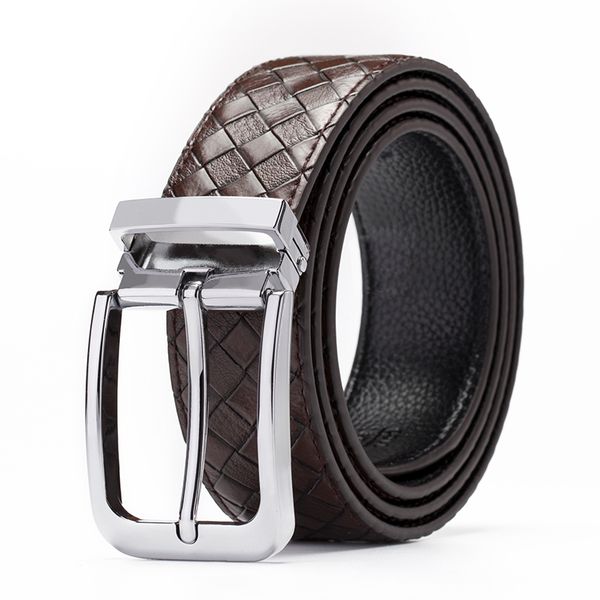 

cow genuine leather men luxury strap male belts for men new fashion classice vintage pin buckle men belt designer t190701, Black;brown