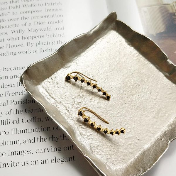 

модные черные серьги с подвеской cz line 925, Golden;silver