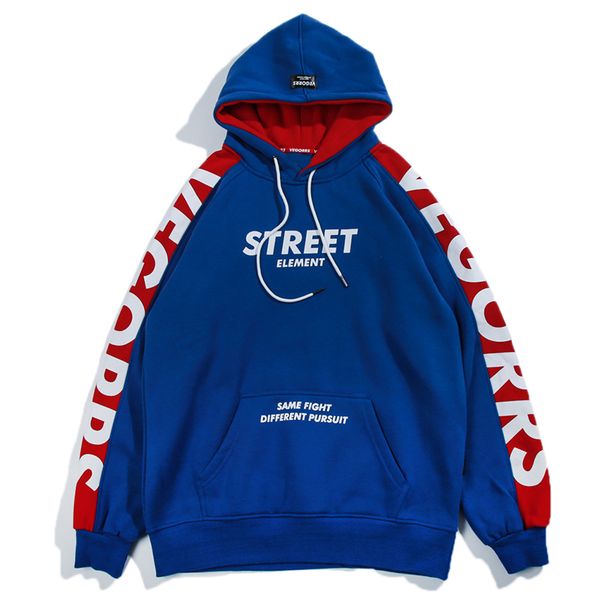 

hoodies men 2019 fashion hoodie sweatshirt side letter printing color block harajuku casual streetwear, Black