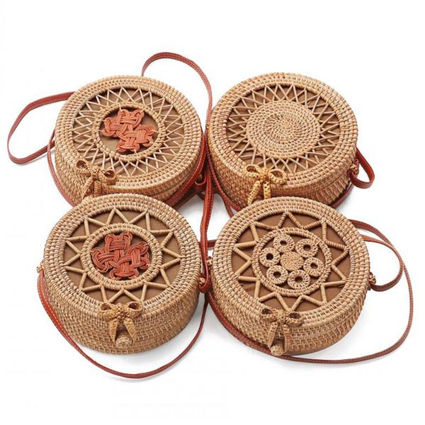 

мода новый раунд соломенные сумки лета женщин конструктора бич rattan сумка ручной работы сплетенный богемия бич сумки на ремне сумки круг