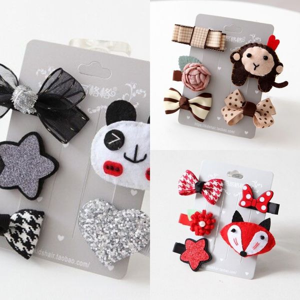 

children's hair accessories set cartoon 5-piece set girl's er tong jia fa shi jia hair clip bangs clip, Slivery;white