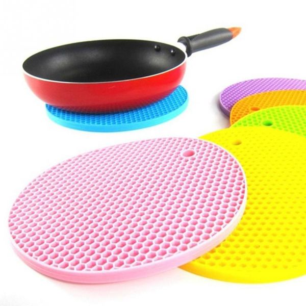 

durable silicone round non-slip heat resistant mat cushion placement pot holder table practical household 2018 new