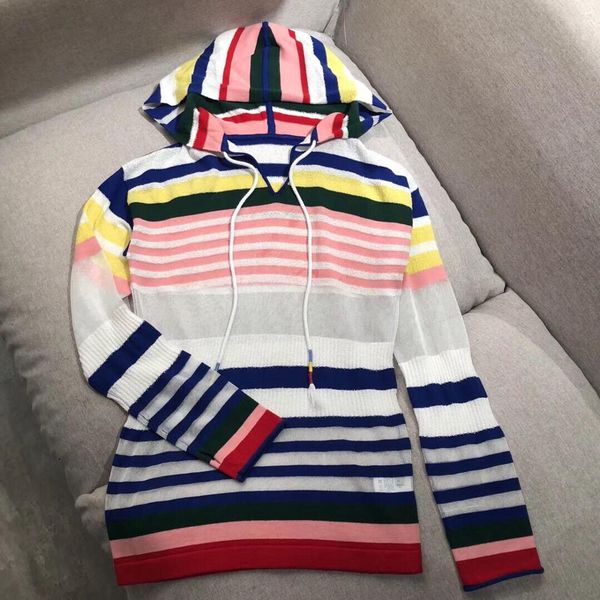 

2019 summer new women striped hooded casual sweater ddxgz2, White;black