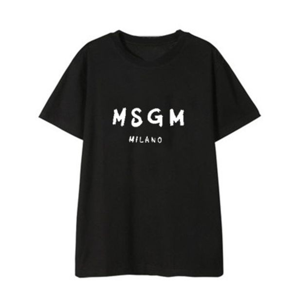 

мужская дизайнерская футболка мода письмо msgm тройники повседневная модель с коротким рукавом свободные тенденции топы для пары женщин 2019, White;black