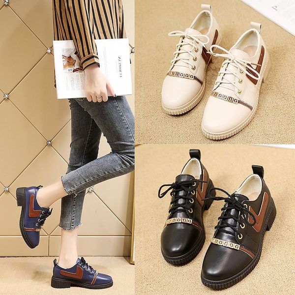 

women shoes autumn mixed colors all-match female footwear casual sneaker 2019 fashion women's british style clogs platform, Black