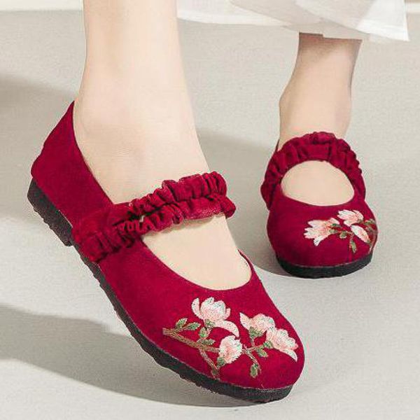 

women espadrilles embroidery flower canvas shoes mary jane ballet flats breathable round toe flat loafers ballerina shoes, Black