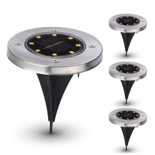 

ip65 grade waterproof 8led solar stainless steel underground light outdoor ground lawn lamp garden decoration grass lamp